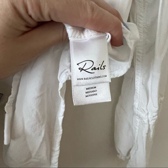 Rails Astrid Tied Flare Sleeve Button Down Blouse in White - Picture 7 of 8